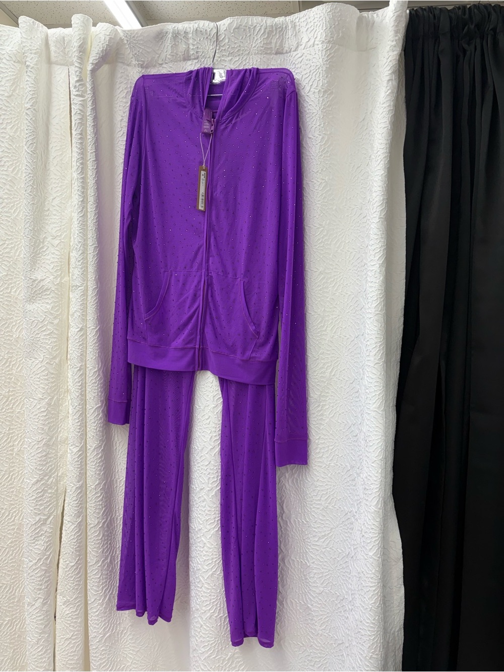 SKIMS Purple Zip-Front mesh swim cover up set